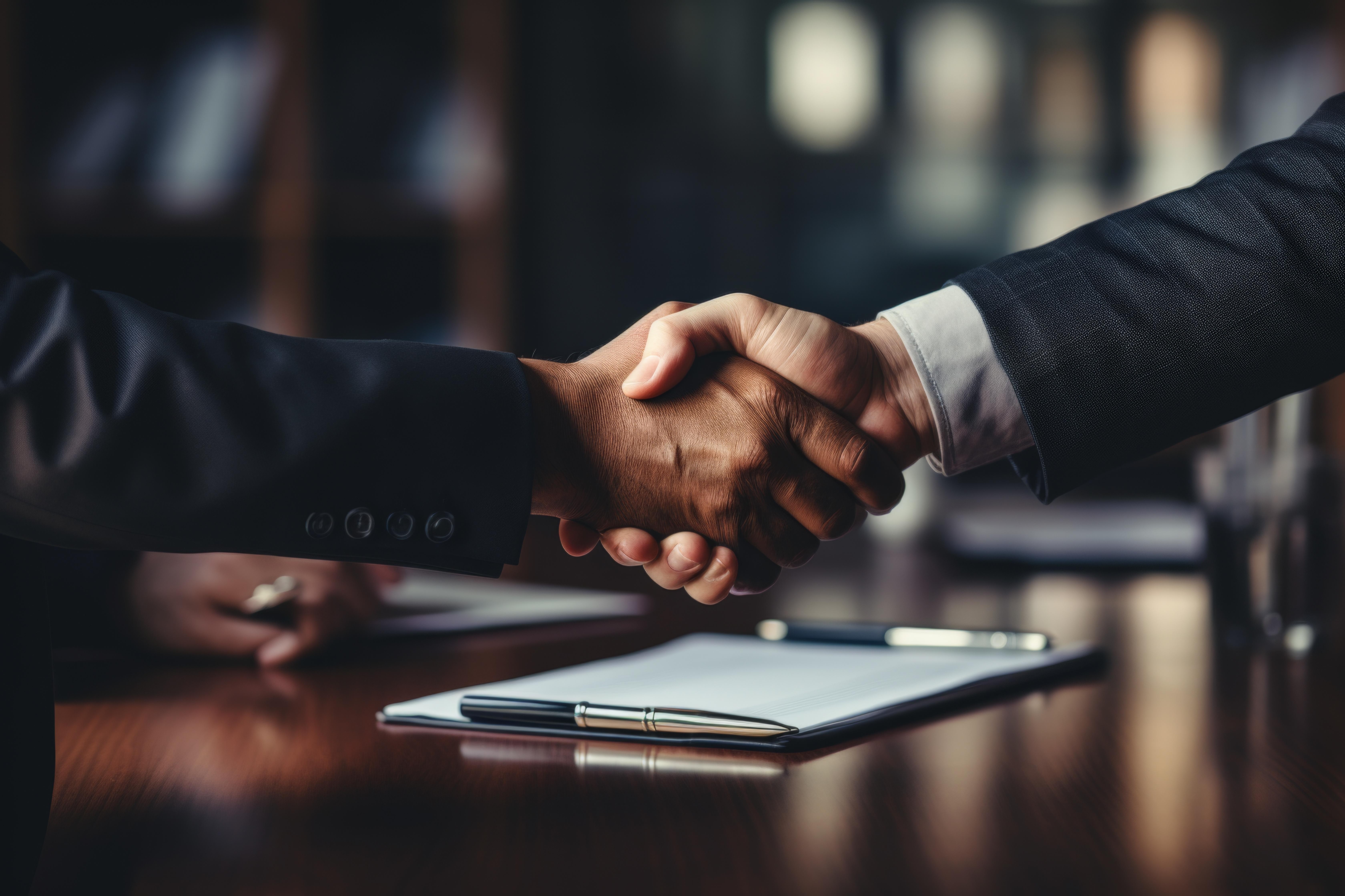 shaking hands in agreement
