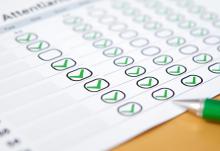 Attendance sheet with markings